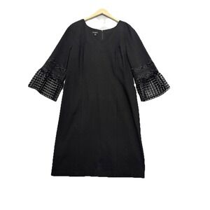 Talbots Shift Midi Dress Black Lace Sleeves‎ Cocktail Evening Formal Size 16